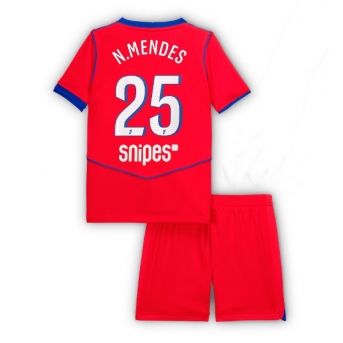 Billige Fotballdrakt Paris Saint-Germain Nuno Mendes #25 Replika Tredjedraktsett Barn 2025-26 Kortermet (med bukser)